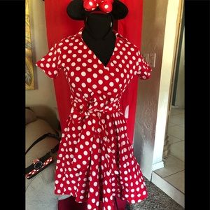 Red and white polka dot dress
